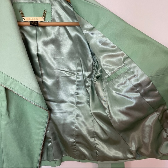 Green Leather Moto Biker Jacket XS - Picture 2 of 10